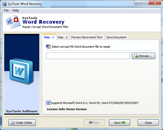 word file repair, word repair software, repair corrupt ms word data file, recovery of ms word file, word file recovery, repair c