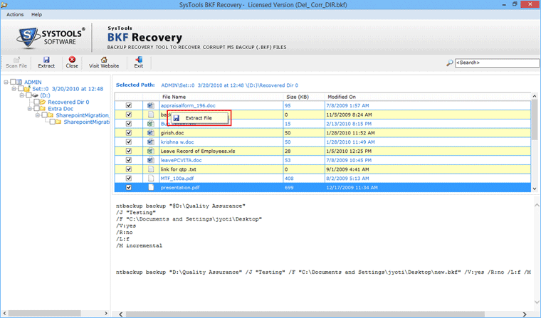 How To View Contents Of BKF File 6.0